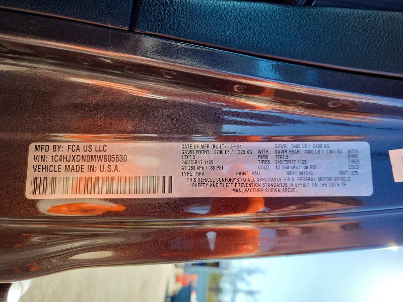 Aukcja sprzedaży 2021 Jeep Wrangler Unlimited, vin: 1C4HJXDN0MW805630, numer aukcji: 52200976