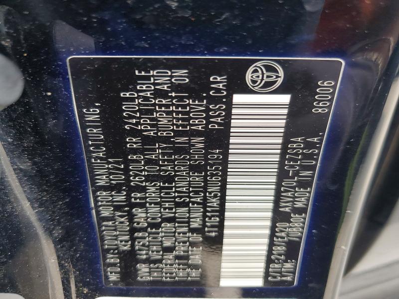 2022 Toyota Camry მანქანა იყიდება აუქციონზე, vin: 4T1G11AK5NU635194, აუქციონის ნომერი: 52644296
