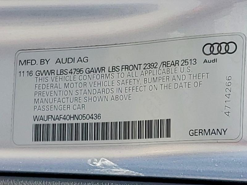 Продаж на аукціоні авто 2017 Audi A4, vin: WAUFNAF40HN050436, номер лоту: 54643686