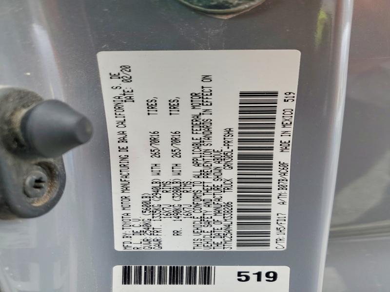 2020 Toyota Tacoma მანქანა იყიდება აუქციონზე, vin: 3TMCZ5AN4LM338206, აუქციონის ნომერი: 54718366