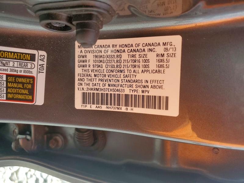Продаж на аукціоні авто 2014 Honda Cr-v, vin: 2HKRM3H37EH504633, номер лоту: 54814866