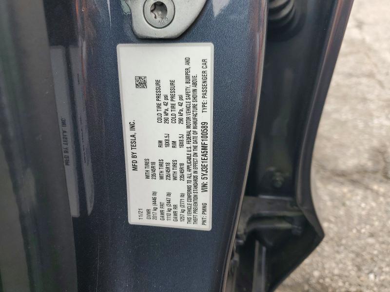 Aukcja sprzedaży 2021 Tesla Model 3, vin: 5YJ3E1EA5MF100589, numer aukcji: 52958546
