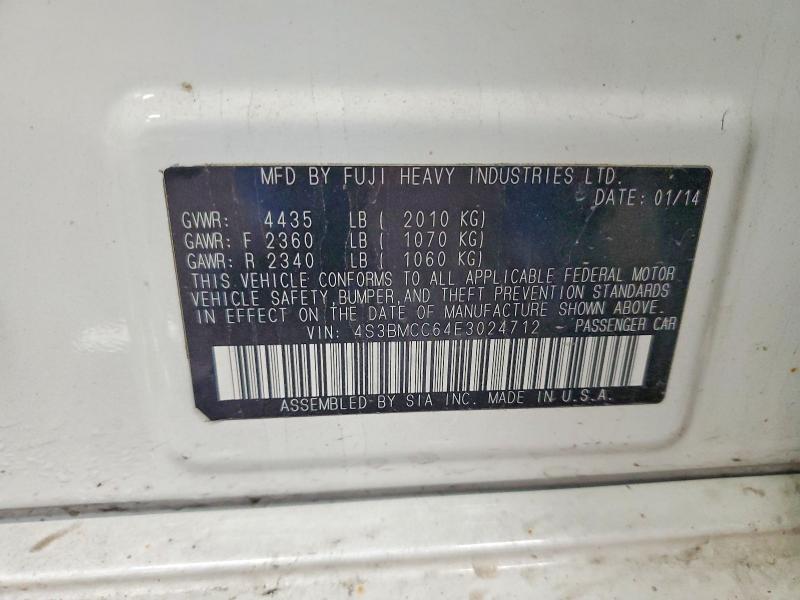 Aukcja sprzedaży 2014 Subaru Legacy, vin: 4S3BMCC64E3024712, numer aukcji: 51786516