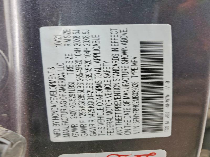 Продаж на аукціоні авто 2021 Honda Passport, vin: 5FNYF8H02MB039328, номер лоту: 53291026