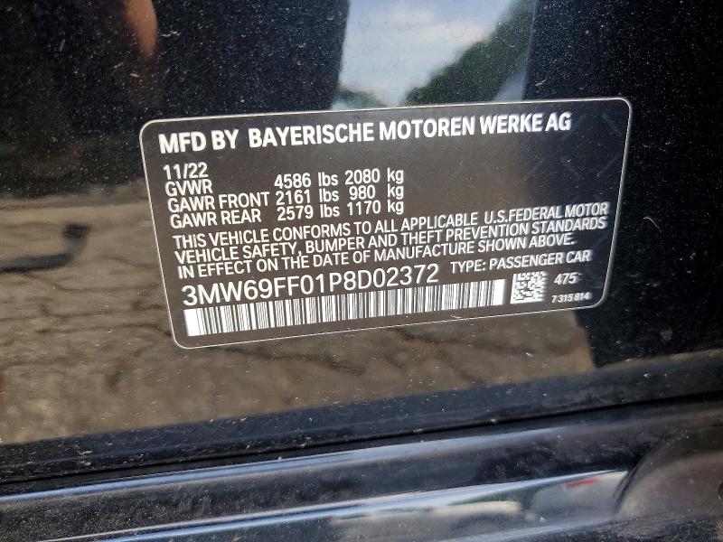 2023 Bmw 330i მანქანა იყიდება აუქციონზე, vin: 3MW69FF01P8D02372, აუქციონის ნომერი: 55002876