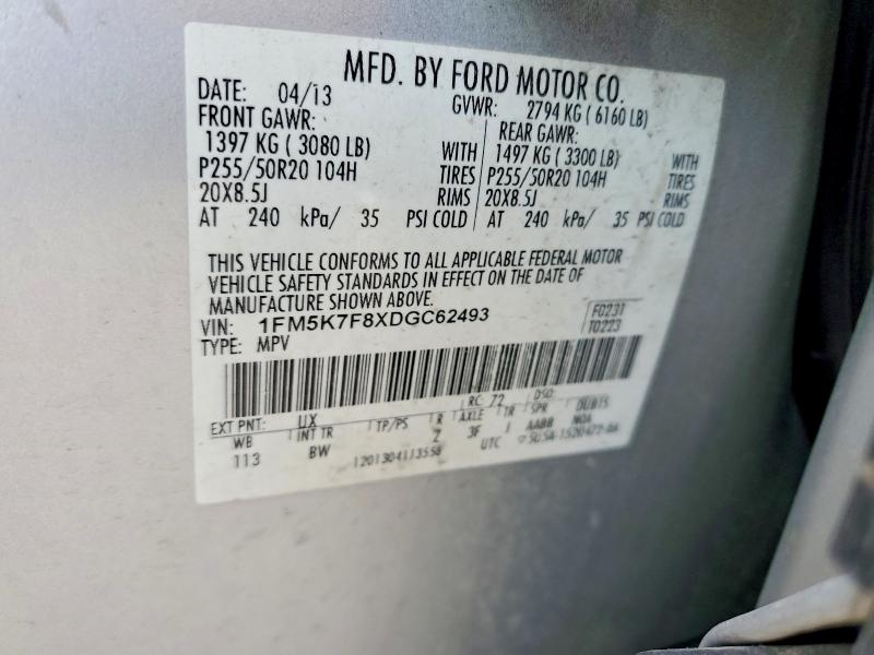 Aukcja sprzedaży 2013 Ford Explorer, vin: 1FM5K7F8XDGC62493, numer aukcji: 52285856