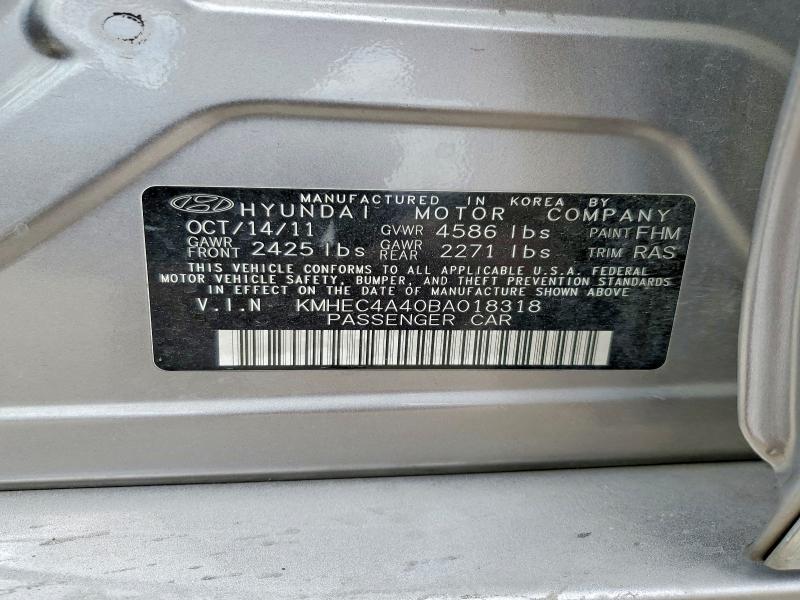 Aukcja sprzedaży 2011 Hyundai Sonata, vin: KMHEC4A40BA018318, numer aukcji: 52320906