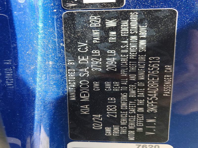 Продажа на аукционе авто 2024 Kia Forte, vin: 3KPF54AD8RE765613, номер лота: 53139416