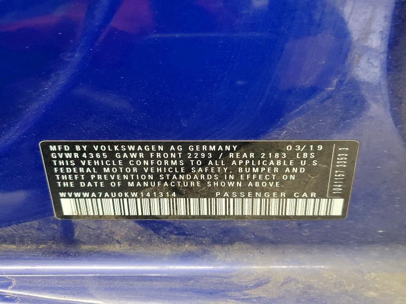 Продаж на аукціоні авто 2019 Volkswagen Golf R, vin: WVWWA7AU0KW141314, номер лоту: 53235636