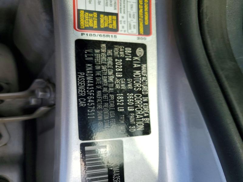 54297636 :رقم المزاد ، KNADM4A35F6457511 vin ، 2015 Kia Rio مزاد بيع