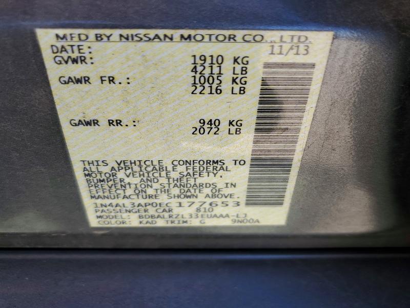 2014 Nissan Altima მანქანა იყიდება აუქციონზე, vin: 1N4AL3AP0EC177653, აუქციონის ნომერი: 52159296