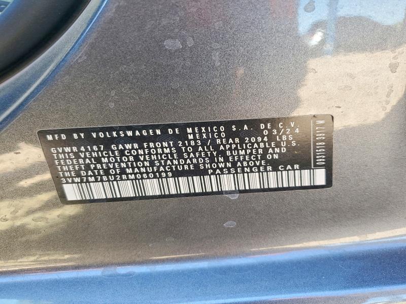 2024 Volkswagen Jetta მანქანა იყიდება აუქციონზე, vin: 3VW7M7BU2RM060199, აუქციონის ნომერი: 52944206