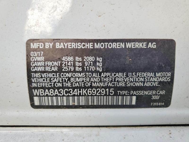 Aukcja sprzedaży 2017 Bmw 320, vin: WBA8A3C34HK692915, numer aukcji: 54172806