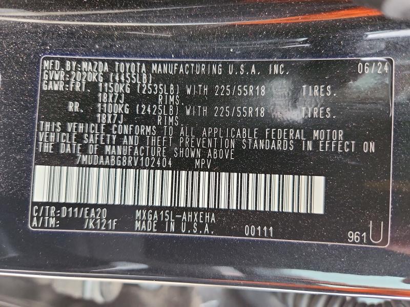 Продаж на аукціоні авто 2024 Toyota Corolla Cross, vin: 7MUDAABG8RV102404, номер лоту: 54446726