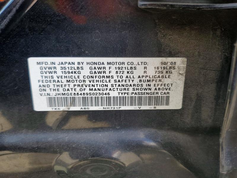Aukcja sprzedaży 2009 Honda Fit, vin: JHMGE88489S023046, numer aukcji: 55241206