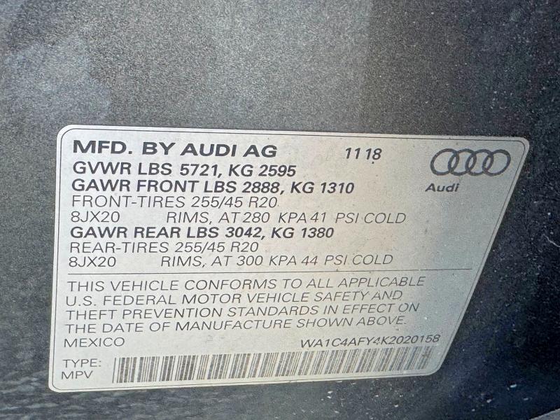 Aukcja sprzedaży 2019 Audi Sq5, vin: WA1C4AFY4K2020158, numer aukcji: 53572576
