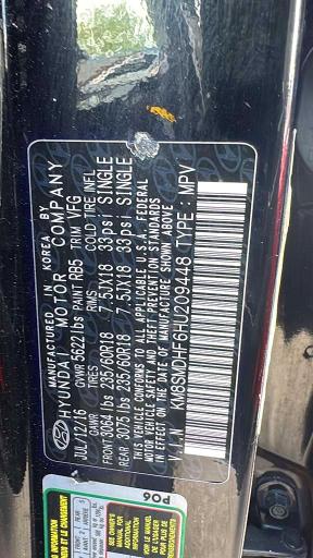 Продаж на аукціоні авто 2017 Hyundai Santa Fe, vin: KM8SMDHF6HU209448, номер лоту: 53585236