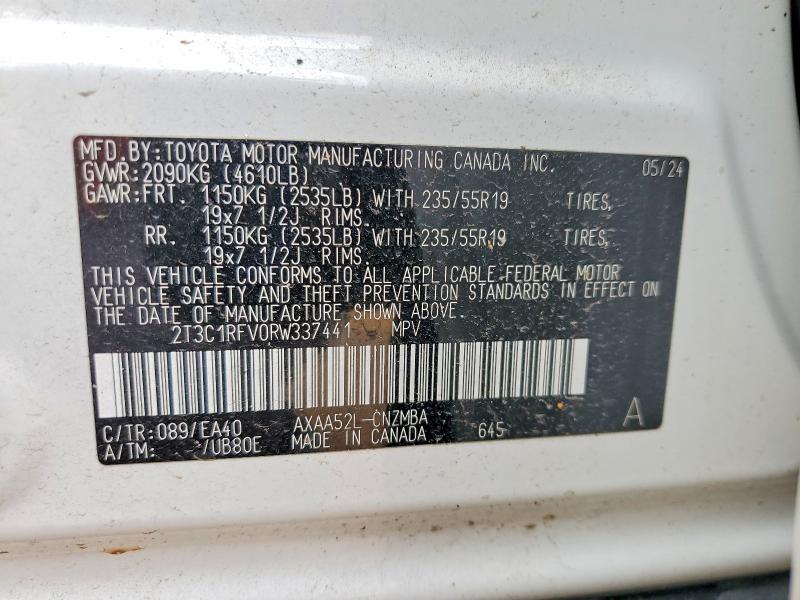 Aukcja sprzedaży 2024 Toyota Rav4, vin: 2T3C1RFV0RW337441, numer aukcji: 54197606
