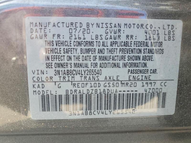 Auction sale of the 2020 Nissan Sentra, vin: 3N1AB8CV4LY265540, lot number: 52439756