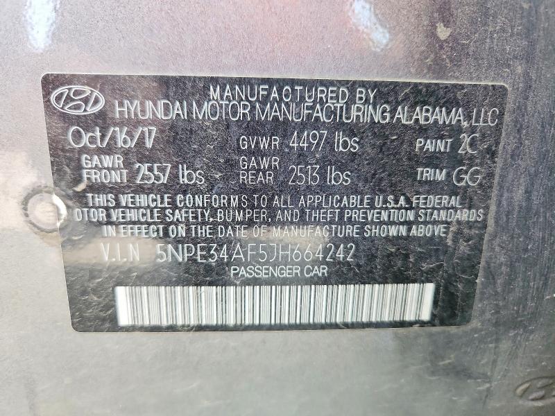 52083706 :رقم المزاد ، 5NPE34AF5JH664242 vin ، 2018 Hyundai Sonata مزاد بيع