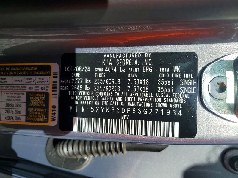 54214896 :رقم المزاد ، 5XYK33DF6SG271934 vin ، 2025 Kia Sportage مزاد بيع