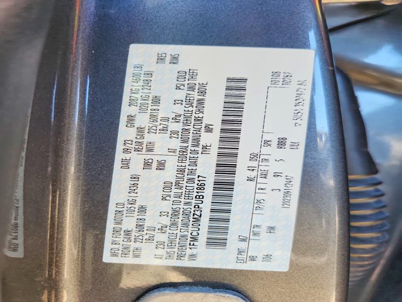 53595396 :رقم المزاد ، 1FMCU0MZ3PUB18617 vin ، 2023 Ford Escape مزاد بيع