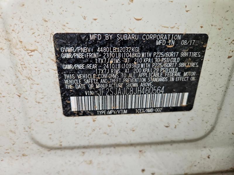 53473726 :رقم المزاد ، JF2SJAJC8JH460564 vin ، 2018 Subaru Forester مزاد بيع