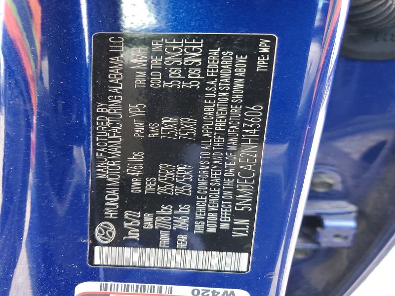 Продаж на аукціоні авто 2022 Hyundai Tucson, vin: 5NMJECAE2NH143606, номер лоту: 51947716