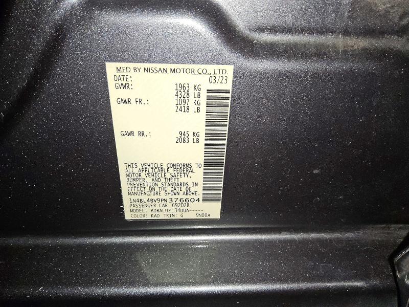 54881346 :رقم المزاد ، 1N4BL4BV9PN376604 vin ، 2023 Nissan Altima مزاد بيع
