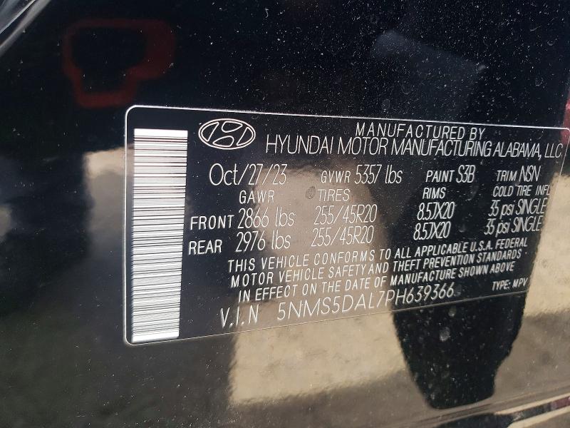 54668686 :رقم المزاد ، 5NMS5DAL7PH639366 vin ، 2023 Hyundai Santa Fe مزاد بيع