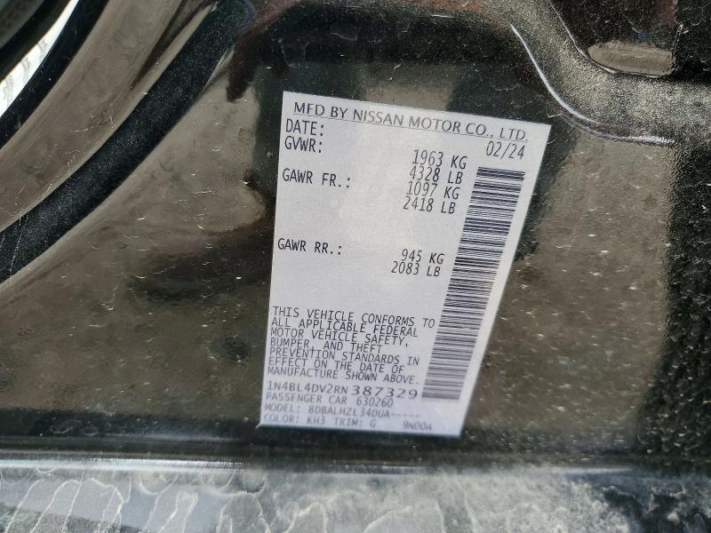 55779936 :رقم المزاد ، 1N4BL4DV2RN387329 vin ، 2024 Nissan Altima مزاد بيع