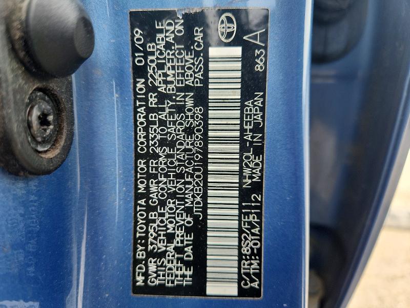 54708656 :رقم المزاد ، JTDKB20U197890398 vin ، 2009 Toyota Prius مزاد بيع