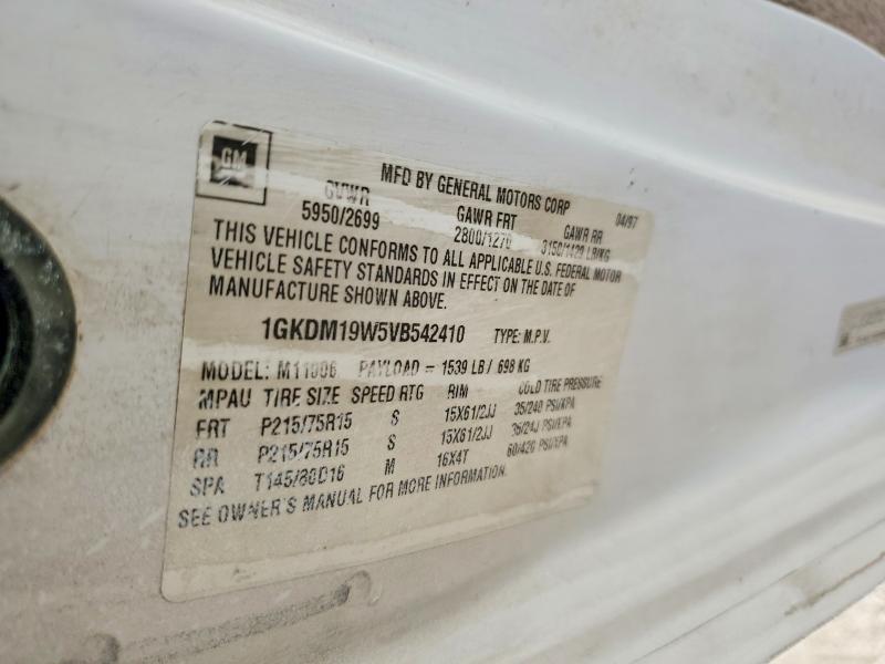 Aukcja sprzedaży 1997 Gmc Safari, vin: 1GKDM19W5VB542410, numer aukcji: 54485556