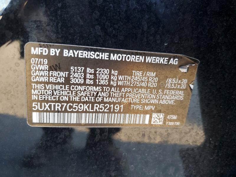 Aukcja sprzedaży 2019 Bmw X3, vin: 5UXTR7C59KLR52191, numer aukcji: 54069166