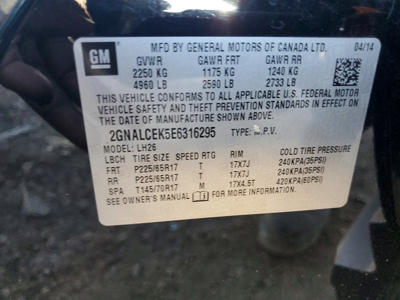 Aukcja sprzedaży 2014 Chev Equinox, vin: 2GNALCEK5E6316295, numer aukcji: 52000176