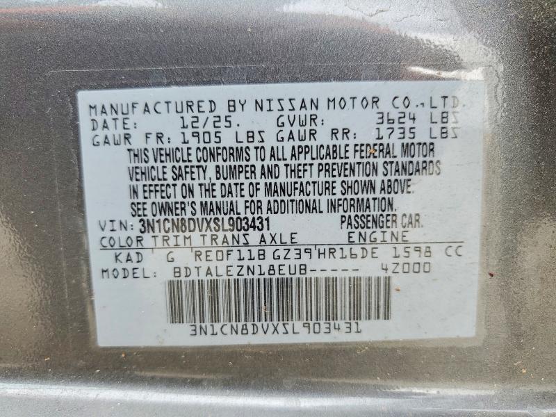 Aukcja sprzedaży 2025 Nissan Versa, vin: 3N1CN8DVXSL903431, numer aukcji: 52075896