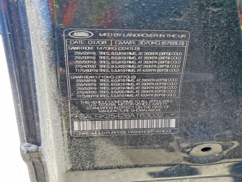 Продаж на аукціоні авто 2008 Land Rover Range Rover Sport, vin: SALSK25428A163032, номер лоту: 52257136