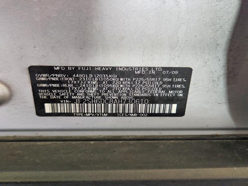 Aukcja sprzedaży 2010 Subaru Forester, vin: JF2SH6DC8AH730610, numer aukcji: 53962596