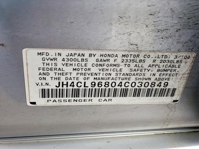 Aukcja sprzedaży 2004 Acura Tsx, vin: JH4CL96804C030849, numer aukcji: 53168406