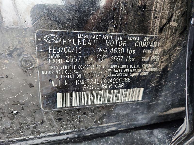 2016 Hyundai Sonata Hybrid მანქანა იყიდება აუქციონზე, vin: KMHE24L1XGA036385, აუქციონის ნომერი: 52162336