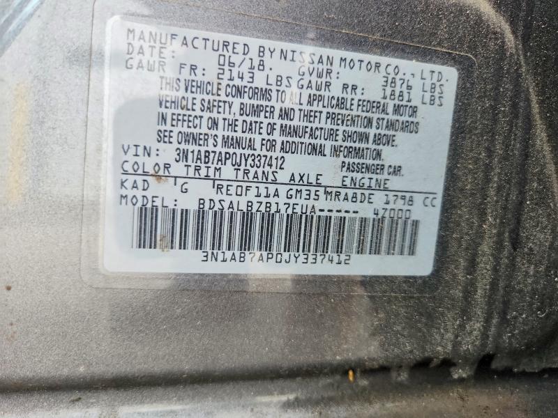 Продажа на аукционе авто 2018 Nissan Sentra, vin: 3N1AB7AP0JY337412, номер лота: 54720756