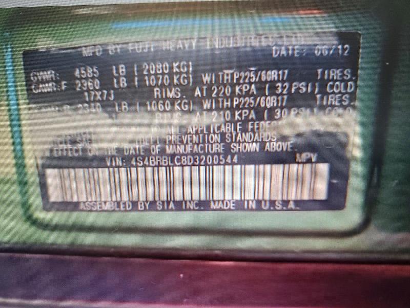 Продажа на аукционе авто 2013 Subaru Outback, vin: 4S4BRBLC8D3200544, номер лота: 52688656