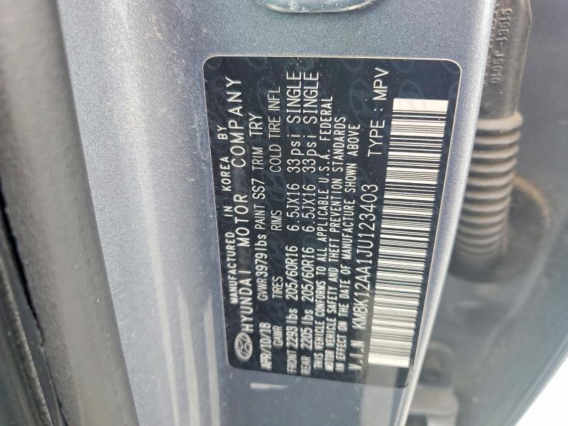 2018 Hyundai Kona მანქანა იყიდება აუქციონზე, vin: KM8K12AA1JU123403, აუქციონის ნომერი: 52202436