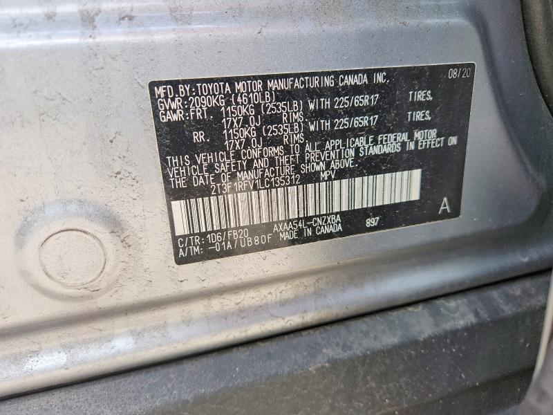 Продажа на аукционе авто 2020 Toyota Rav4, vin: 2T3F1RFV1LC135312, номер лота: 52733826