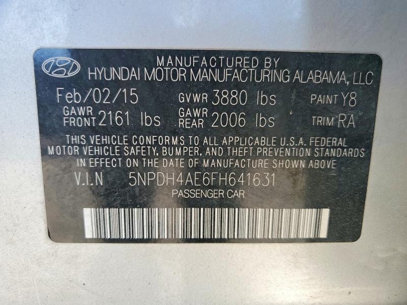 Продаж на аукціоні авто 2015 Hyundai Elantra, vin: 5NPDH4AE6FH641631, номер лоту: 53588956