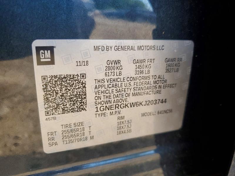 Aukcja sprzedaży 2019 Chevrolet Traverse, vin: 1GNERGKW6KJ203744, numer aukcji: 53218586