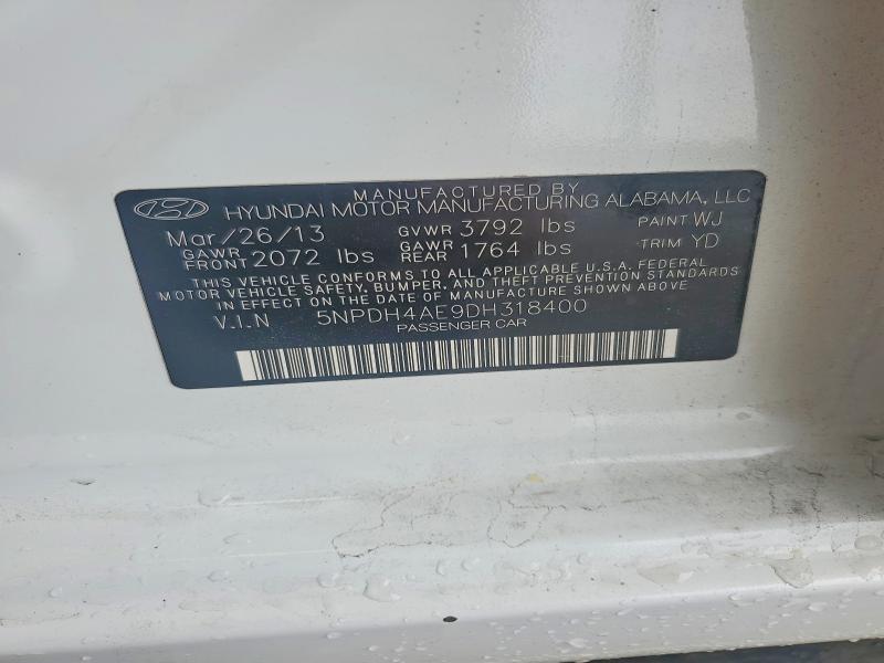 2013 Hyundai Elantra მანქანა იყიდება აუქციონზე, vin: 5NPDH4AE9DH318400, აუქციონის ნომერი: 54470236
