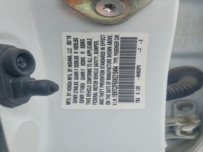 Продажа на аукционе авто 2019 Honda Civic, vin: 19XFC2F6XKE210494, номер лота: 54127446
