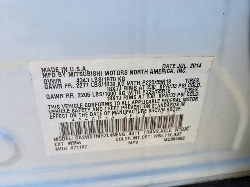 55022056 :رقم المزاد ، 4A4AR3AU3FE001953 vin ، 2015 Mitsubishi Outlander Sport مزاد بيع