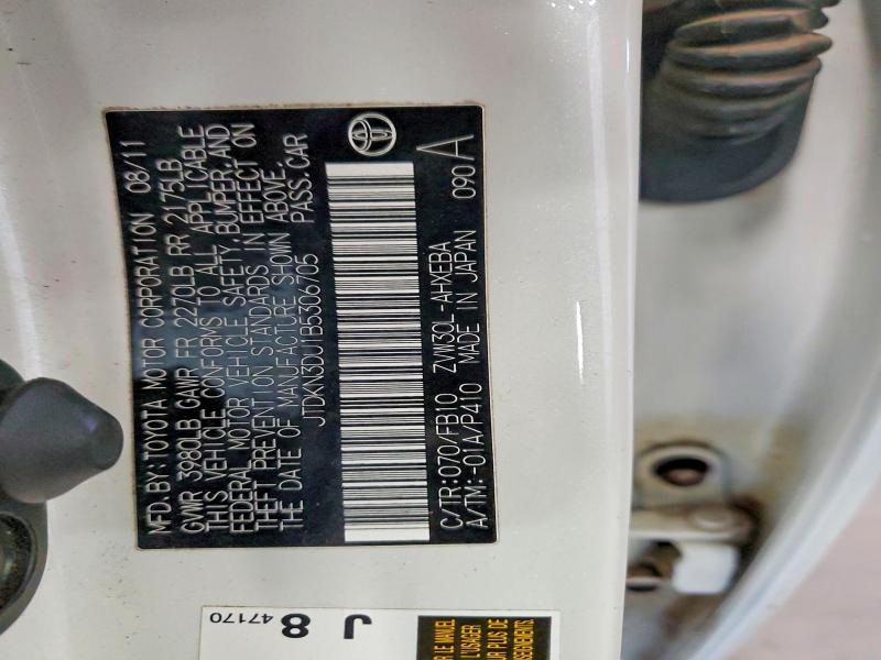 Aukcja sprzedaży 2011 Toyota Prius, vin: JTDKN3DU1B5306705, numer aukcji: 53359886